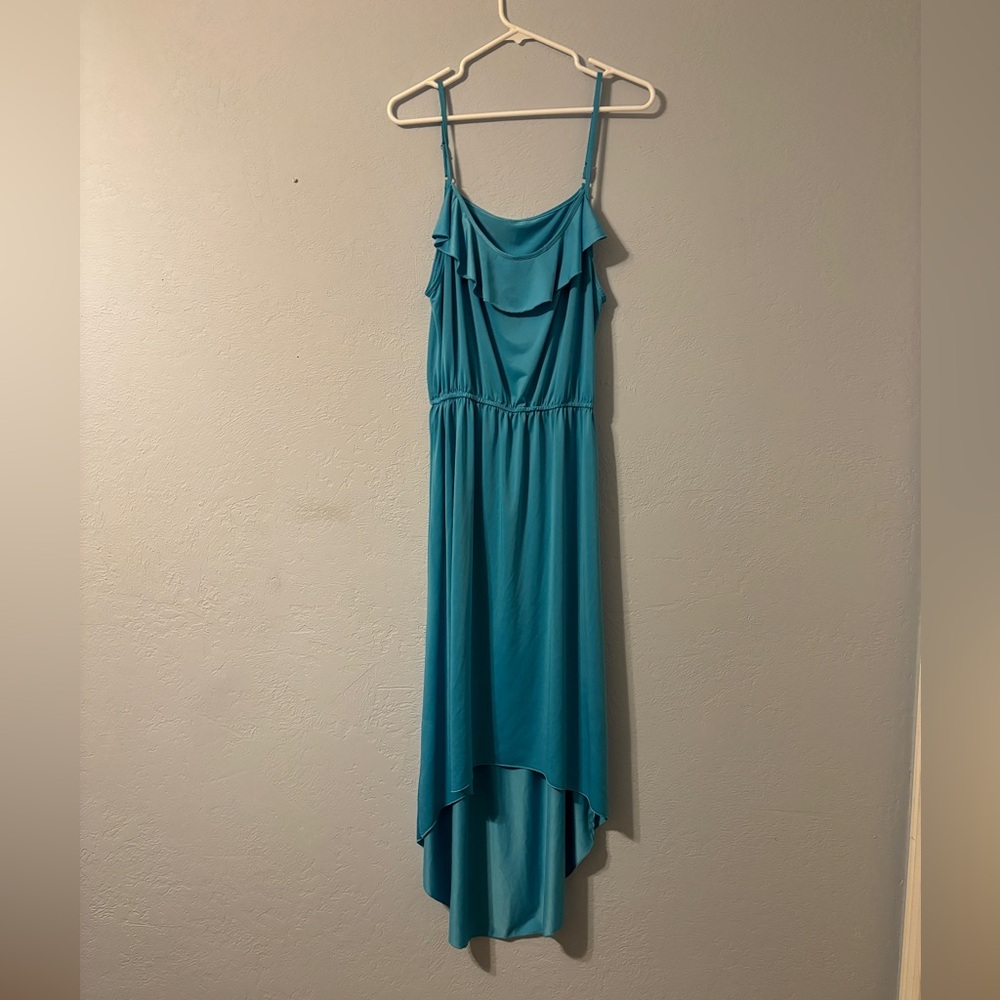 Stretchy blue high low dress size l/xl